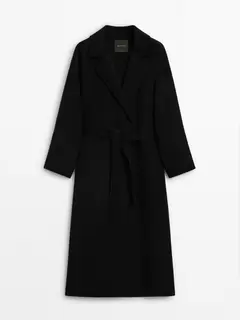 Long wool blend coat with belt offers at £299 in Massimo Dutti