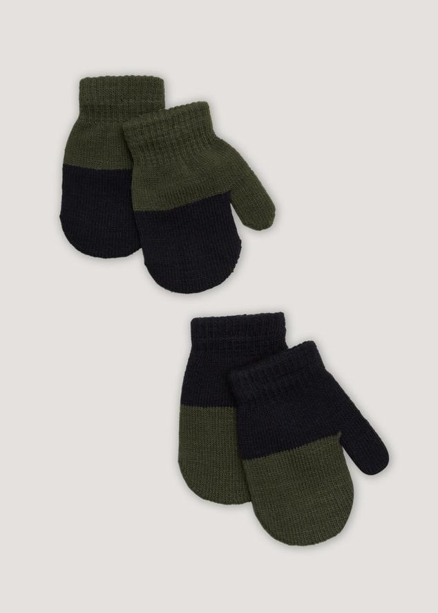 Boys 2 Pack Navy & Khaki Mittens offers at £1.5 in Matalan