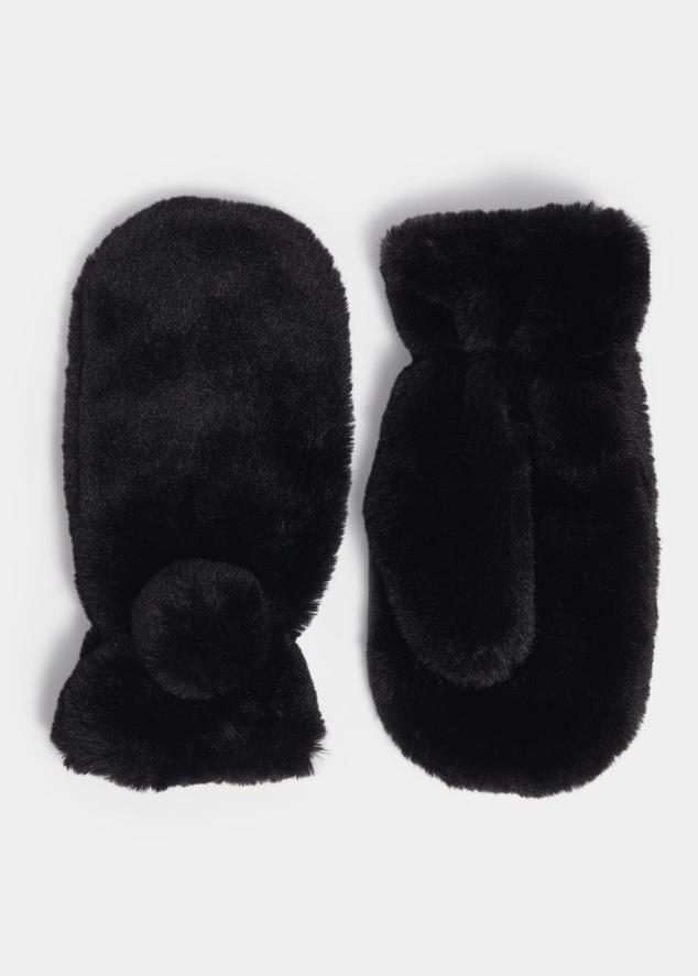 Girls Black Faux Fur Mittens (3-11yrs) offers at £3 in Matalan