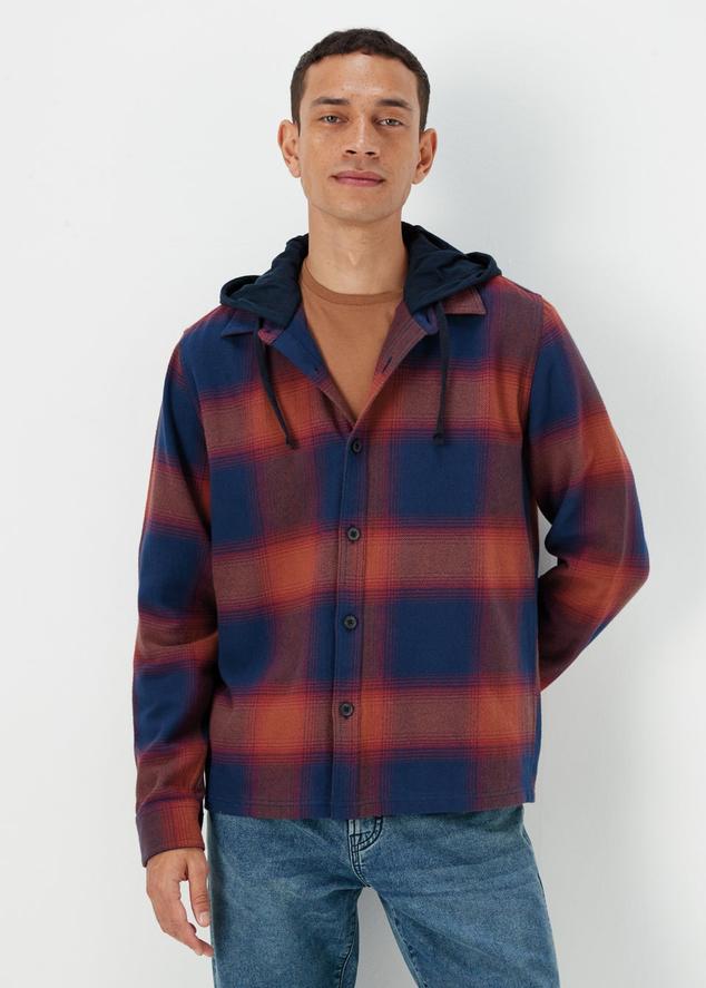 Burgundy Hooded Brushed Check Shirt offers at £7.5 in Matalan