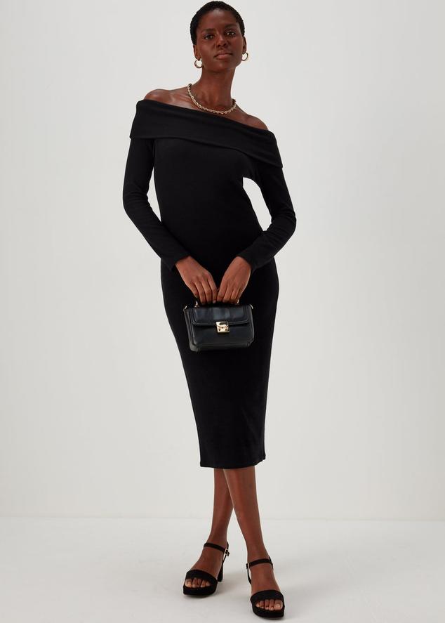 Black Ribbed Bardot Dress offers at £9.5 in Matalan