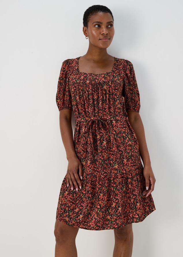 Coral Ditsy Print Viscose Mini Dress offers at £7.5 in Matalan