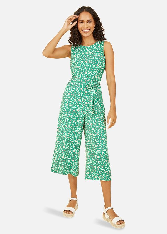 Mela Green Daisy Print Culotte Jumpsuit offers at £28 in Matalan