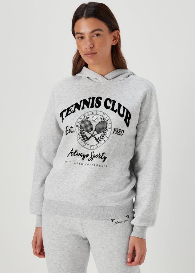 Grey Tennis Club Print Hoodie offers at £7.5 in Matalan