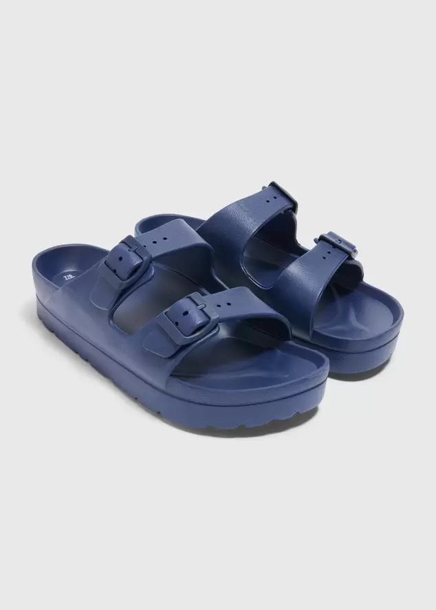 Navy Chunky Double Buckle Sandals offers at £2.5 in Matalan