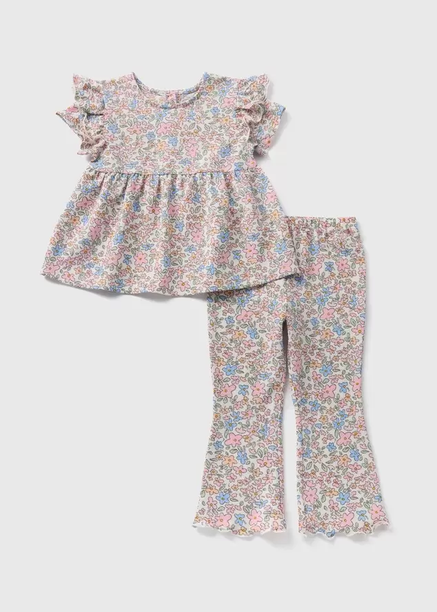 Girls Floral Crinkle Top & Legging Set (1-7yrs) offers at £10 in Matalan