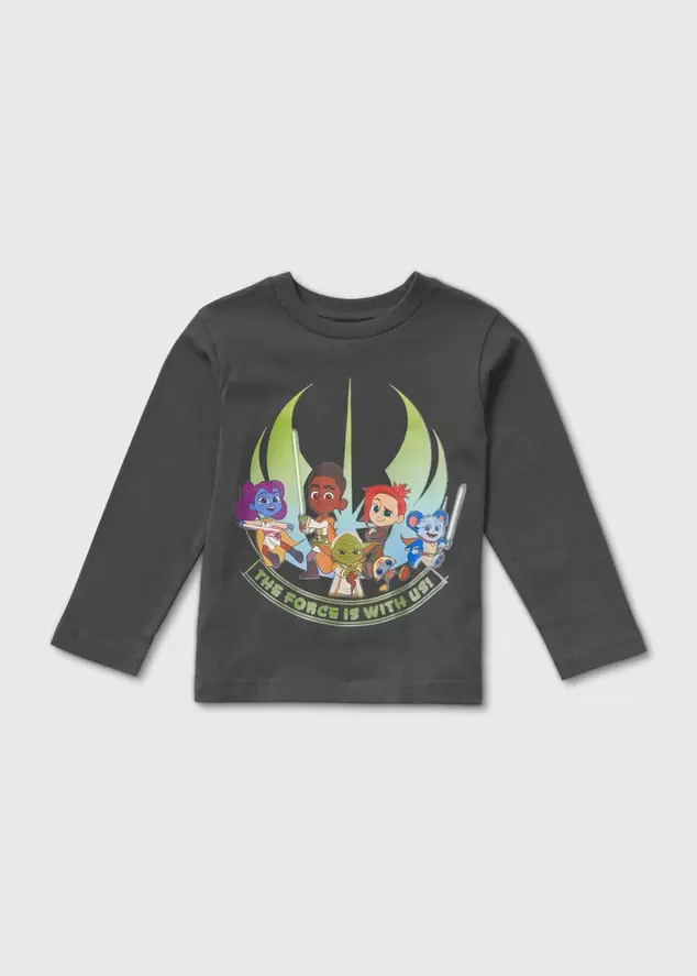 Kids Charcoal Jedi Adventures Long Sleeve T-Shirt (18mths-6yrs) offers at £3 in Matalan