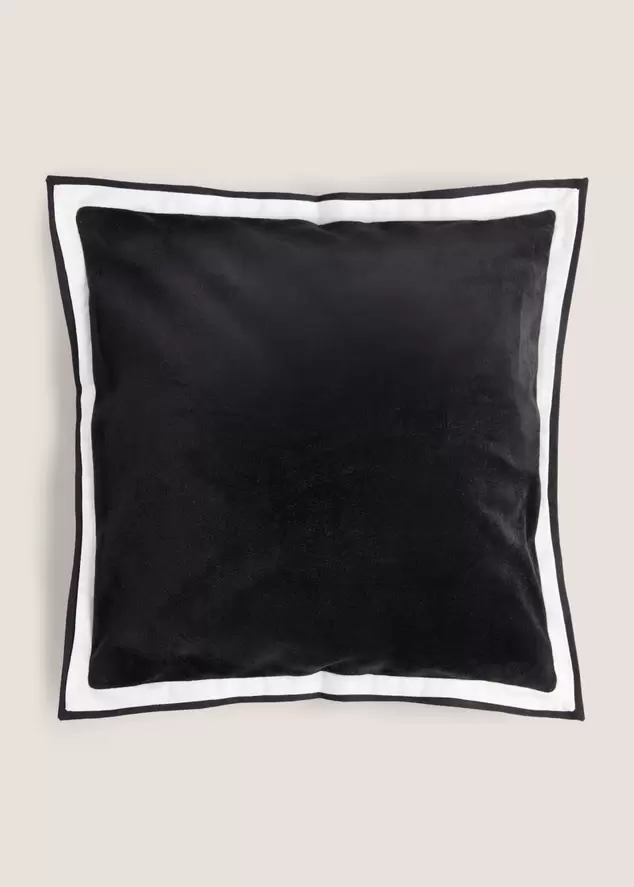 Black Contrast Edge Velvet Cushion (43cm x 43cm) offers at £9.6 in Matalan