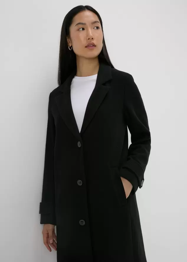 Black Textured Coat offers at £27 in Matalan