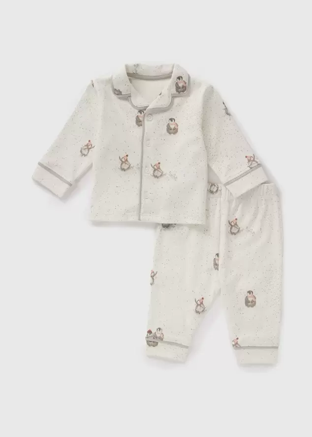 Baby Cream Penguin Print Pyjama Set (Newborn-18 mths) offers at £7.2 in Matalan