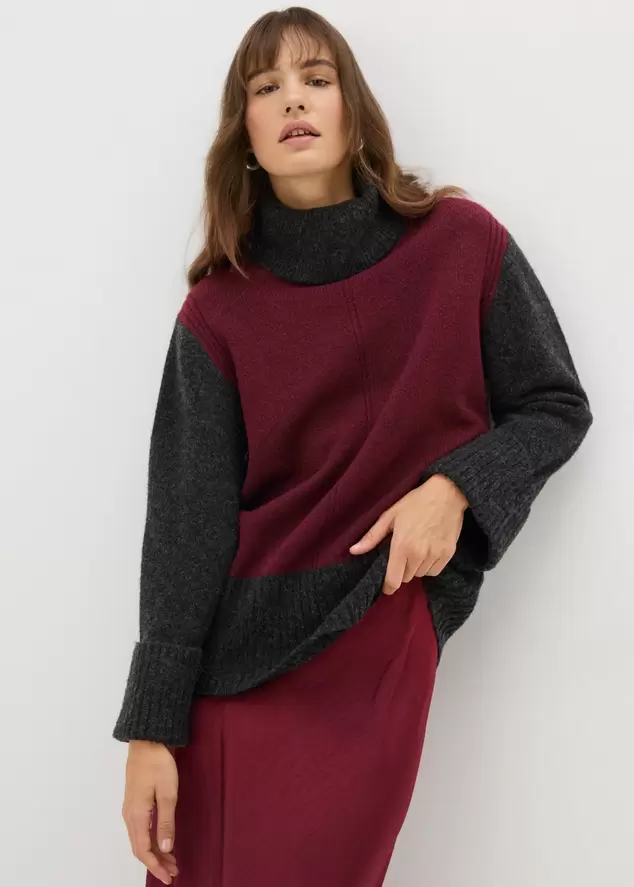 Et Vous Burgundy Colour Block Jumper offers at £13 in Matalan