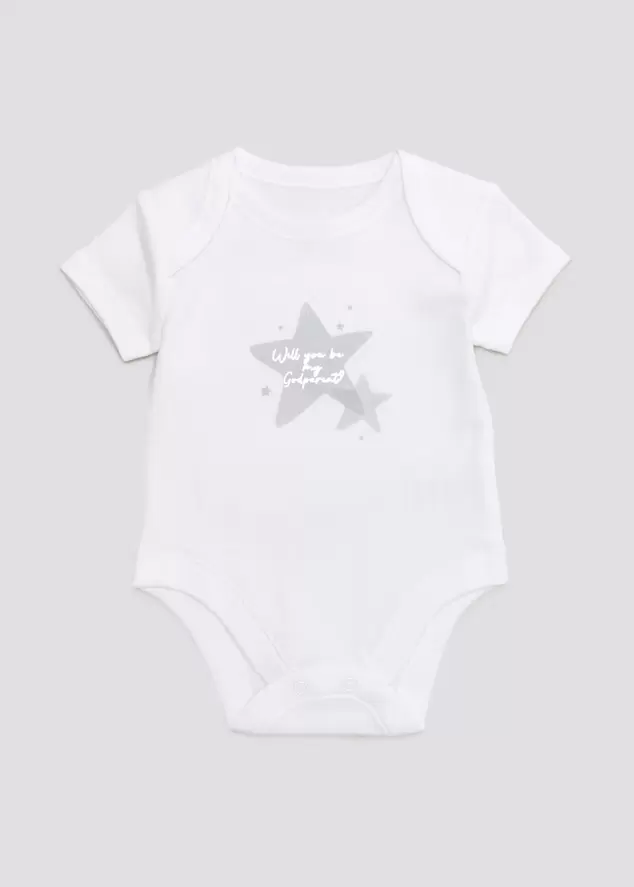 Baby White Godparent Announcement Bodysuit (Newborn-3mths) offers at £0.5 in Matalan