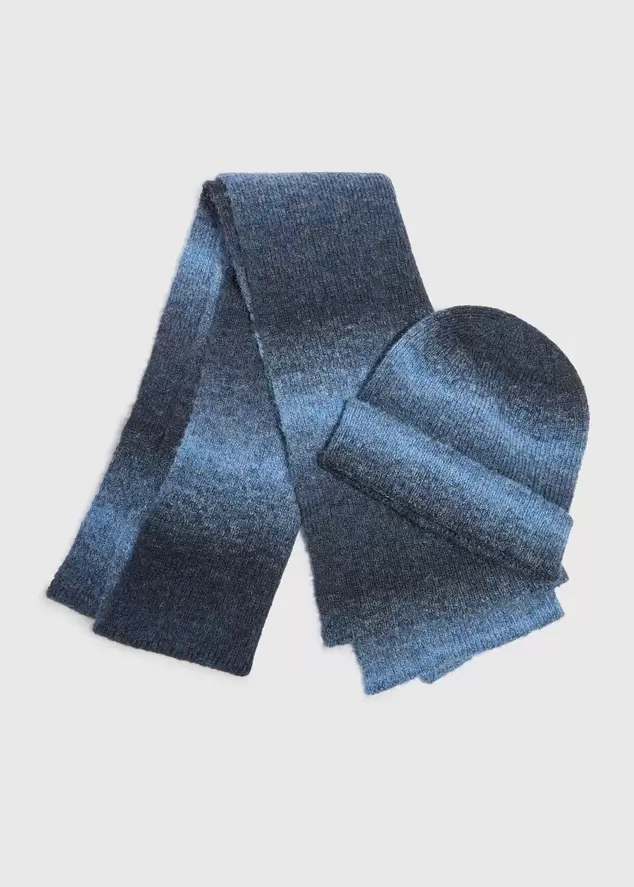 Navy Ombre Hat & Scarf Set offers at £4 in Matalan