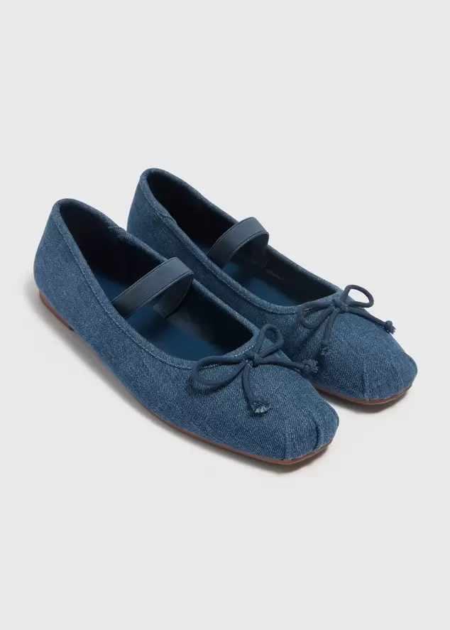 Denim Square Toe Ballet Shoes offers at £4.5 in Matalan