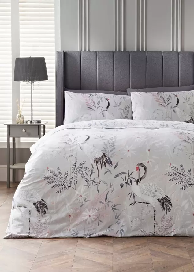 Grey Cranes Duvet Set offers at £12 in Matalan