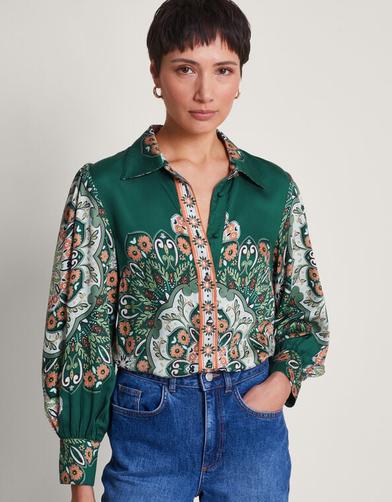 Lumi Print Blouse Green offers at £30 in Monsoon