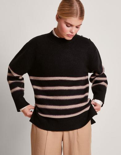 Sable Stripe Jumper Black offers at £26 in Monsoon