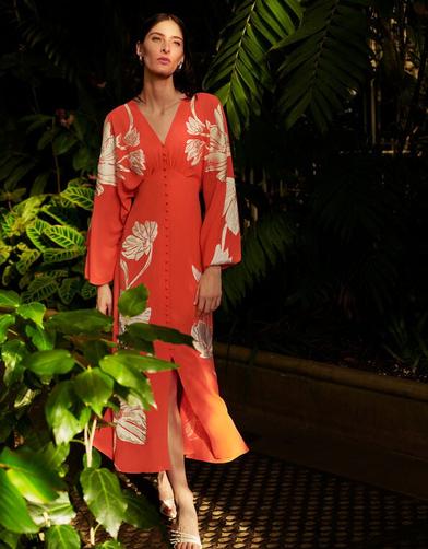 Talia Tea Dress Orange offers at £120 in Monsoon