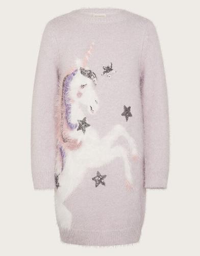Unicorn Fluffy Knit Jumper Dress Purple offers at £14.4 in Monsoon