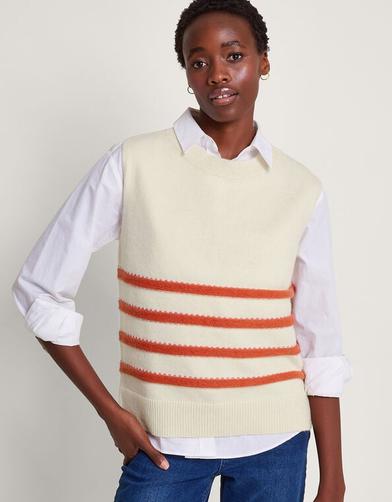 Sable Stripe Knit Vest Ivory offers at £30 in Monsoon