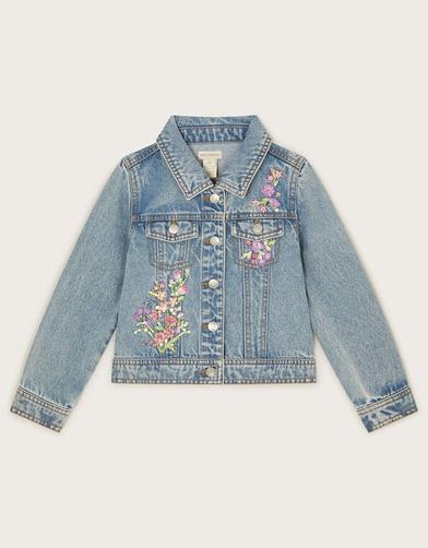 Floral Embellished Denim Jacket Blue offers at £23.8 in Monsoon