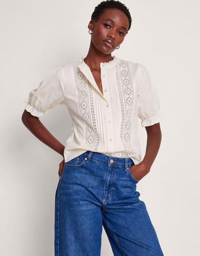 Livvy Lace Trim Top Ivory offers at £34.3 in Monsoon