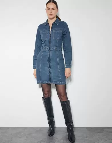 Margo Long Sleeve Denim Mini Dress Blue offers at £80 in Monsoon