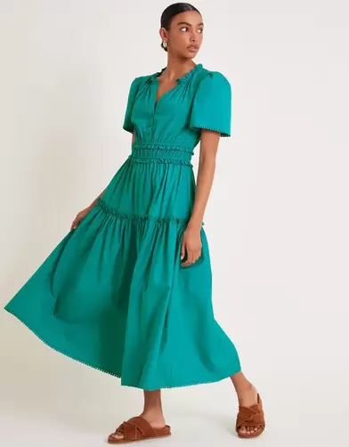 Lorena Frill Midi Dress Teal offers at £34.5 in Monsoon