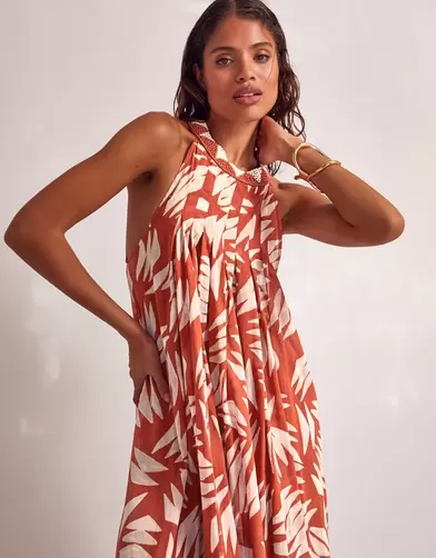 Shelly Sleeveless Printed Maxi Dress Orange offers at £42.5 in Monsoon