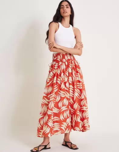 Shelly Abstract Print Maxi Skirt Orange offers at £39 in Monsoon