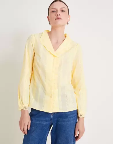 Cora Embroidered Shirt Yellow offers at £22 in Monsoon