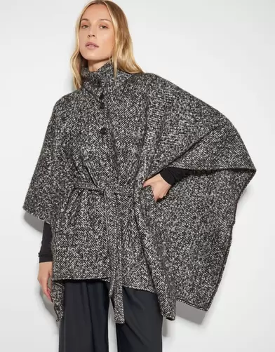 Kiri Belted Tweed Poncho Coat offers at £65 in Monsoon