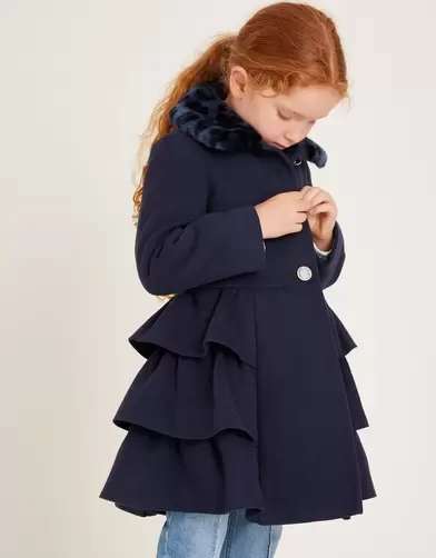 Faux Fur Collar Peplum Coat Blue offers at £32.5 in Monsoon