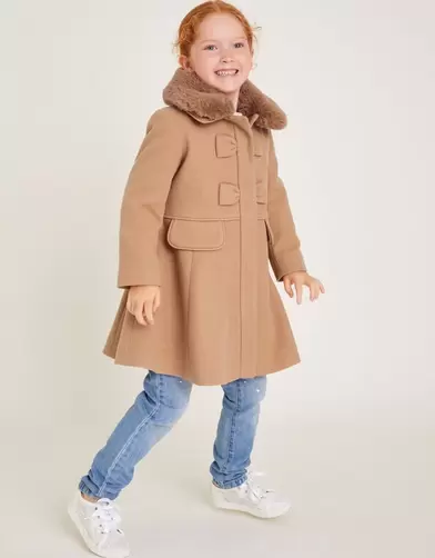 Faux Fur Collar Bow Swing Coat Camel offers at £45.5 in Monsoon