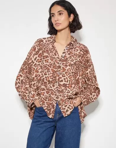 Arielle Leopard Print ShirtBrown offers at £19.5 in Monsoon