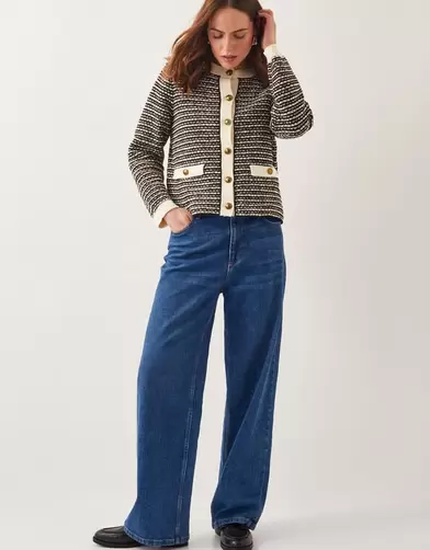 Ness Woven Knit Cardigan Black offers at £52.5 in Monsoon