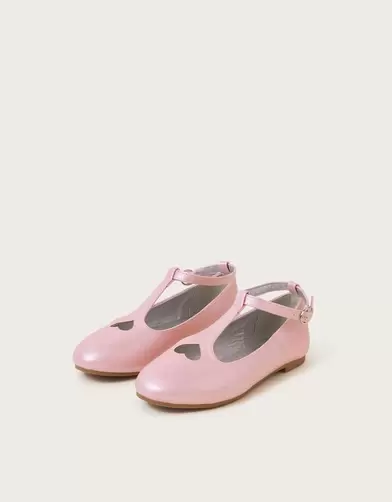 Heart Shimmer T-Strap Ballet Flats Pink offers at £16.8 in Monsoon