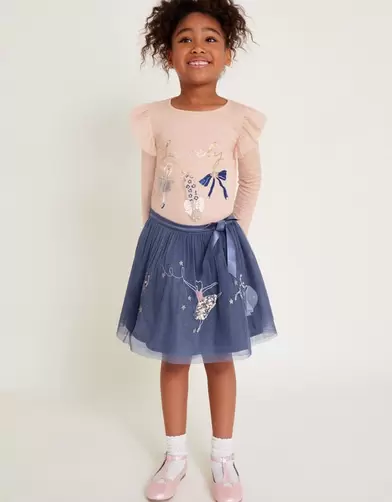 Embellished Ballerina Mesh Skirt Blue offers at £18.2 in Monsoon