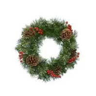 Snowy Wreath With Cones & Berries - 50cm offers at £15.99 in Notcutts Garden Centre