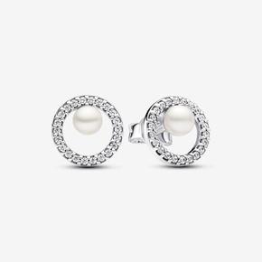 Treated Freshwater Cultured Pearl & Pavé Halo Stud Earrings offers at £65 in Pandora