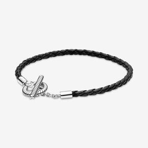Pandora Moments Braided Leather T-bar Bracelet offers at £45 in Pandora