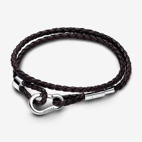 Pandora Moments Brown Braided Double Leather Bracelet offers at £55 in Pandora