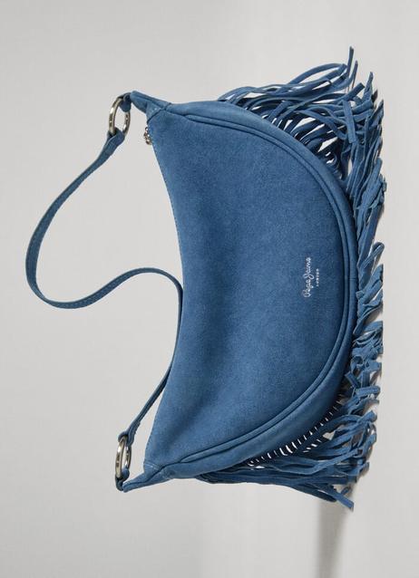 SUEDE HALF MOON BAG WITH FRINGE DETAIL offers at £110 in Pepe Jeans