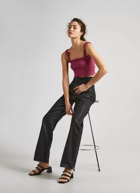 CROPPED FIT RUFFLED TOP offers at £50 in Pepe Jeans