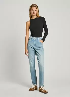 HIGH-RISE TAPER FIT JEANS - VIOLET offers at £79 in Pepe Jeans