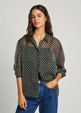 SEMI-TRANSPARENT CHIFFON BLOUSE offers at £35 in Pepe Jeans