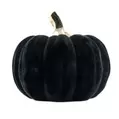 Halloween Flock Black Pumpkin Decoration, 9cm offers at £2.5 in Poundland