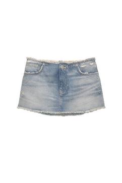 Denim mini skirt with frayed trims offers at £12.99 in Pull & Bear
