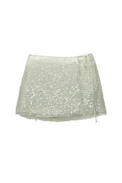 Sequinned wrap mini skirt offers at £25.99 in Pull & Bear