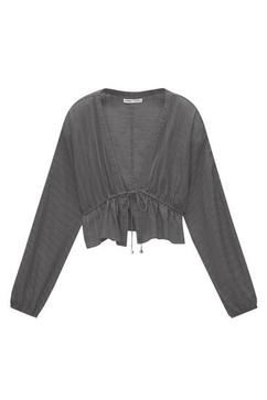 Balloon sleeve blouse with tie detail offers at £22.99 in Pull & Bear